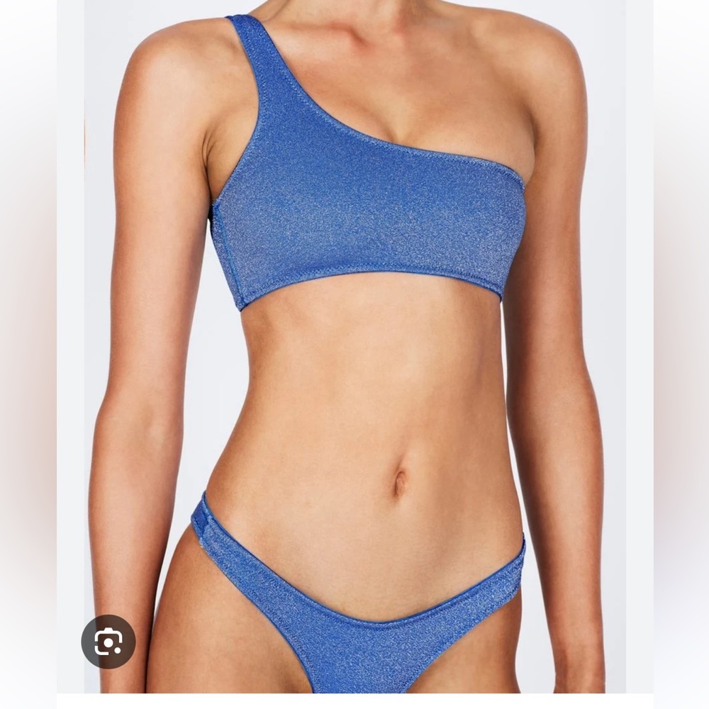 Triangl one shoulder blue sparkle bikini